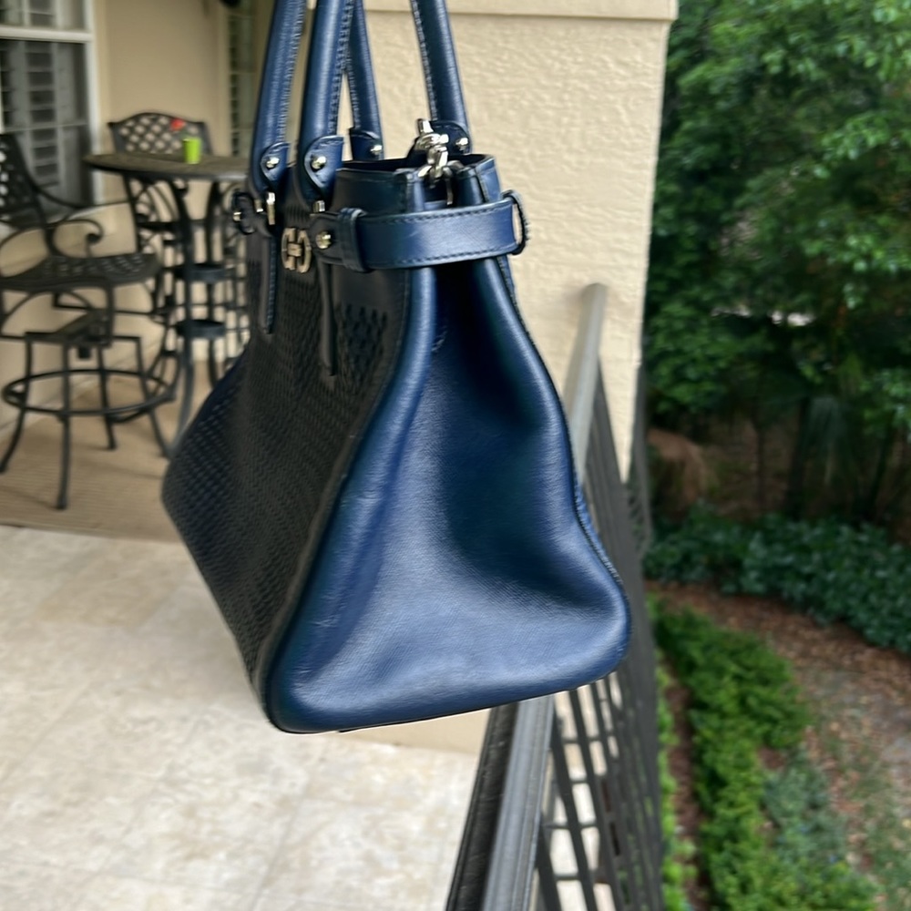 SOLD !!!!Salvatore Ferragamo Blue Perforated Satchel - Picture 7 of 13
